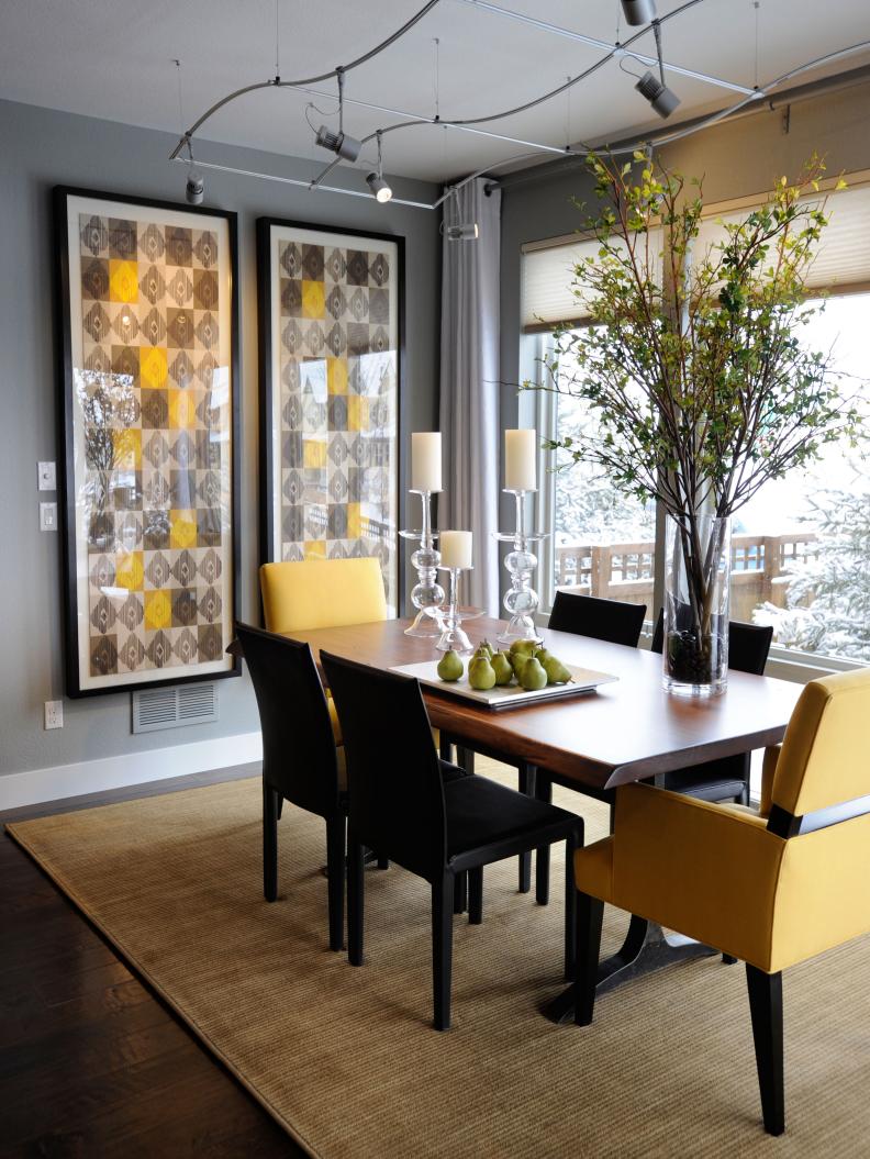 Gray and Yellow Modern Dining Room