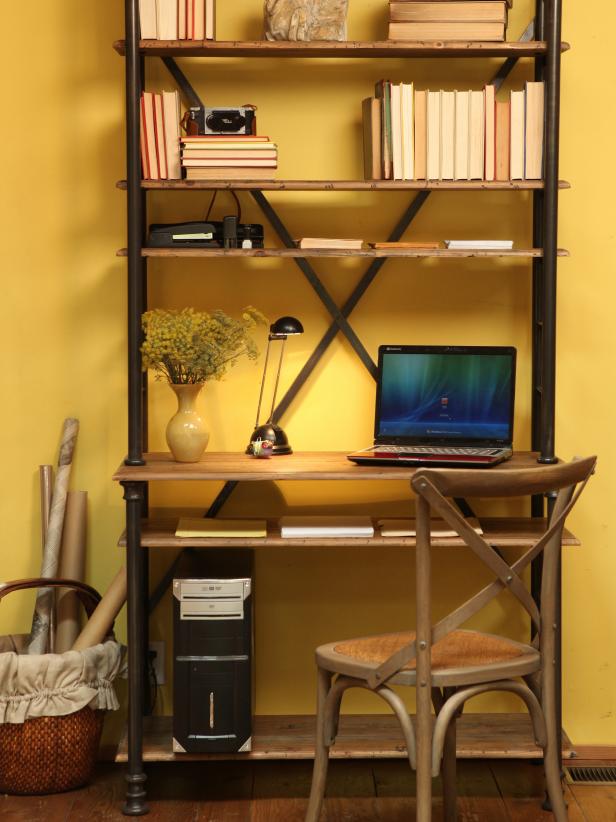 Rustic Desk With Bookshelf