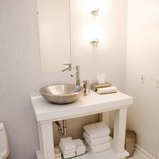 Small White Bathroom With Wall Tile