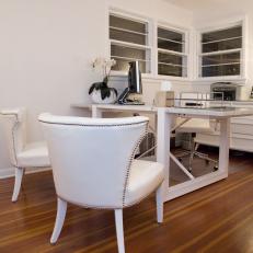 White Contemporary Home Office With Leather Chairs