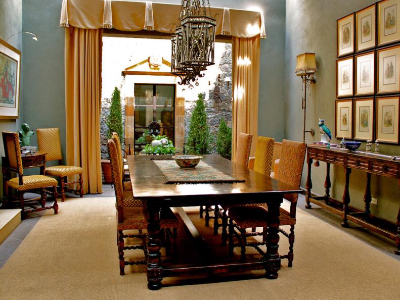 Spanish-Style Dining Room With Gold Accents