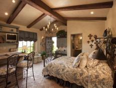 Cottage Bedroom With Wooden Ceiling Beams