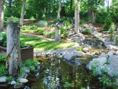 Private Wooded Area with Stone Lined Steam and Pond 