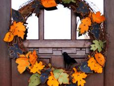 Fall Grapevine Wreath With Colorful Felt Leaves