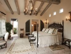 Mediterranean Bedroom With Ceiling Beams