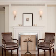 Velvet Armchairs in Cream Sitting Room