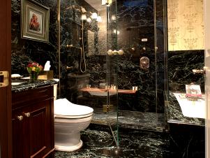 Traditional Black Marble Bathroom