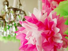 Tissue Paper Pom Poms in Shades of Pink