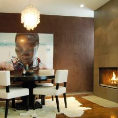 Modern Dining Room With Brown Suede Wall