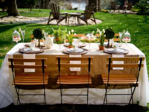Outdoor Party Table with White Settings