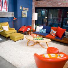 Colorful Living Room With Retro Furniture 