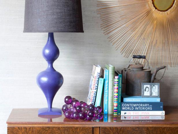 Violet Lamp on Sideboard
