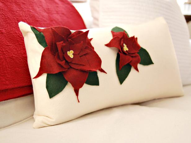 Poinsettia Holiday Pillow