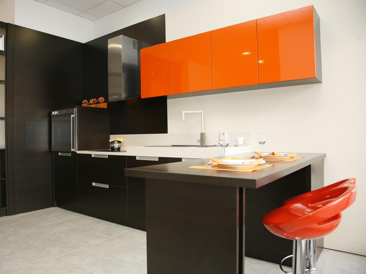 Modern Kitchen With Glossy Orange Cabinets | HGTV
