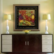 Contemporary Green Foyer With Credenza