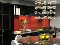 Contemporary Glass Chandelier in Modern Kitchen