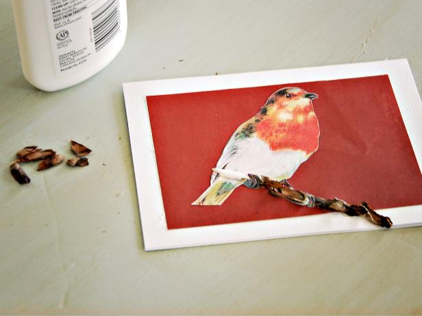 Apply your bird cutout and scales of pinecone with wrinkle free craft clue.