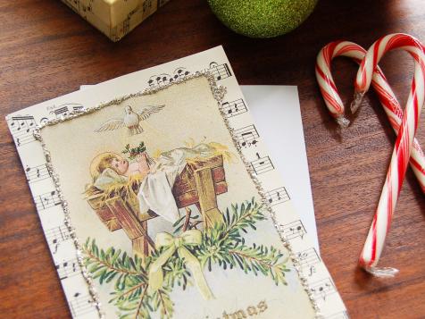 Vintage Sheet Music Handmade Christmas Card