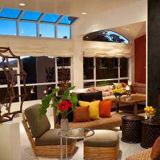 Contemporary, Colorful Living Space With Mountain View 