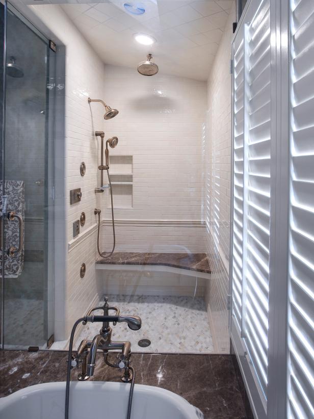  Subway tile shower's interior