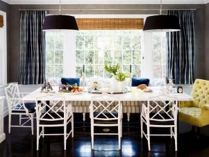 Dining Room With Black Pendant Lighting