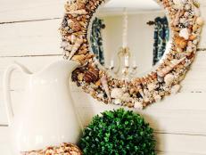 Seashell Mirror and White Pitcher 
