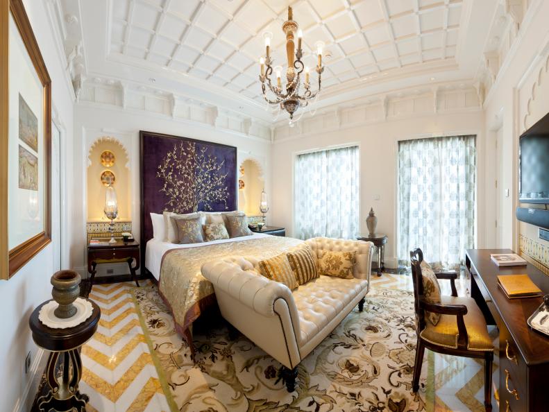 Ornate Gold and White Master Bedroom