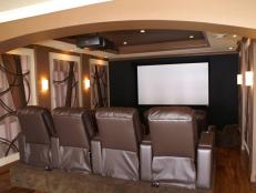 Neutral Home Theater With Brown Leather Seats