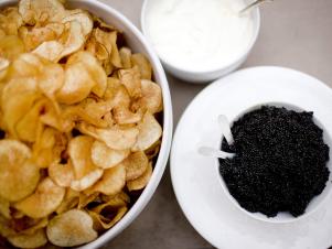 Caviar and Potato Chips With Creme Fraiche