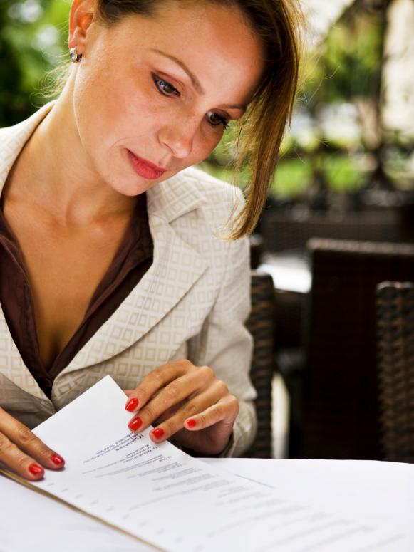 Woman going over paperwork