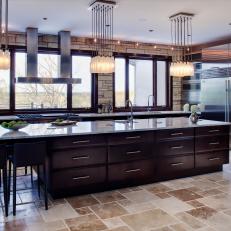 Neutral Contemporary Eat-In Kitchen With Large Island