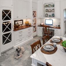 Country Kitchen With Dining Area and Built-in Office