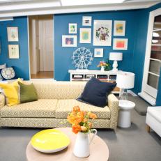 Blue Living Room With Retro Sofa