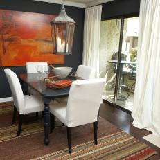 Dark Gray Dining Room with Southwestern Accents and Lantern