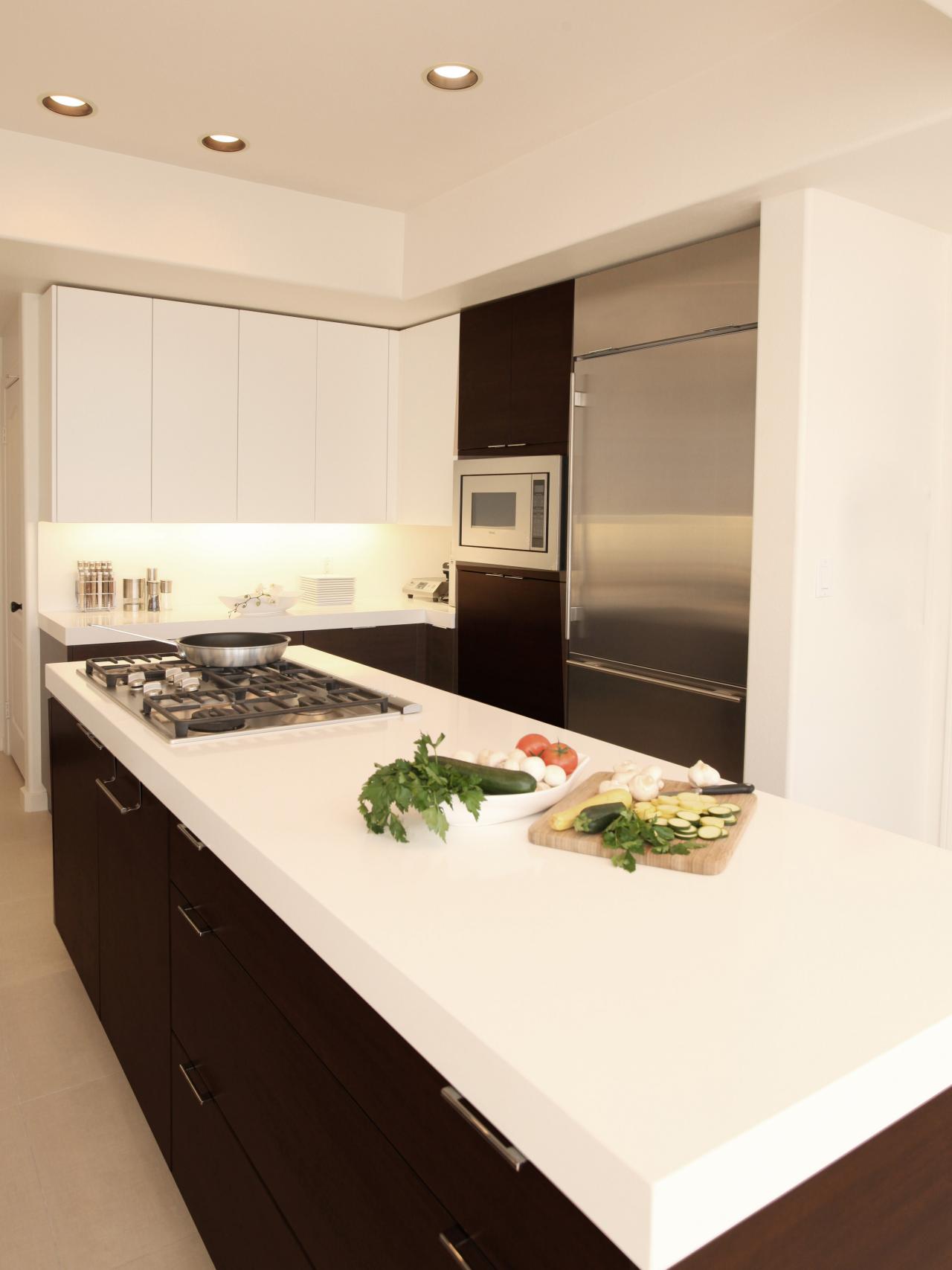 Modern White Kitchen With Stainless Steel Appliances And Large