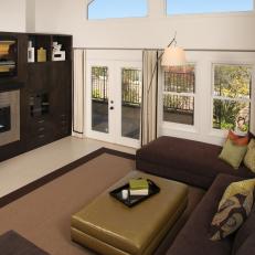 Contemporary Brown Living Room with Entertainment Center