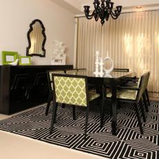 Contemporary Dining Room With Green and Black Accents