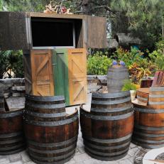 Outdoor Theater With Repurposed Wood Barrel Seating