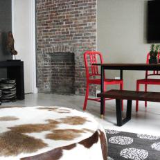 Slate Gray Living Room With Pop of Red