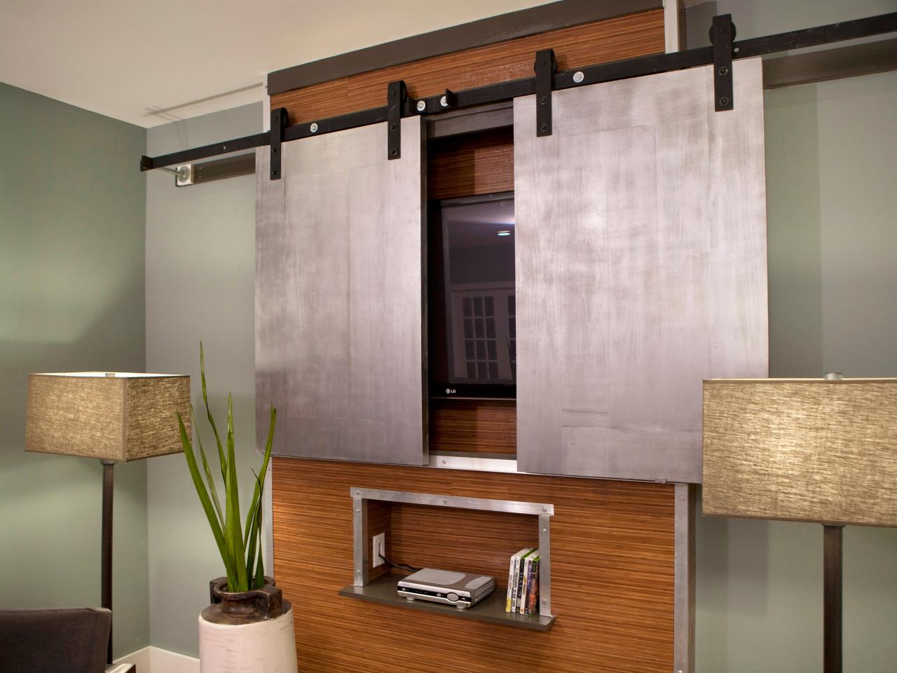 Sleek Media Cabinet With Sliding Steel Doors Hgtv