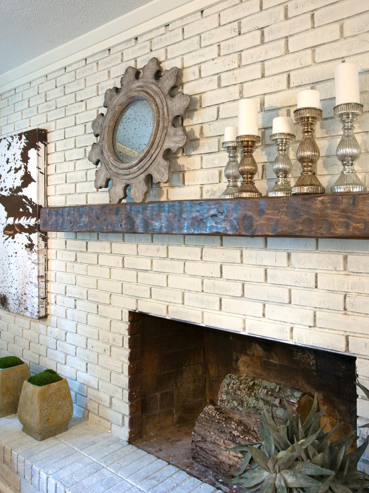 Distressed Painted Brick Fireplace: A Blend of Rustic Charm and Modern Style