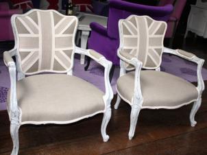 British Shabby Chic on Reupholstered French Chairs