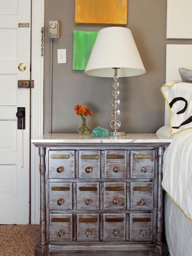 A Bedroom Gets Storage From A Filing Cabinet Nightstand Hgtv