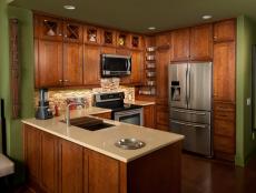 Green Craftsman Kitchen With Maple Cabinets