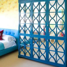 Turquoise Mirrored Armoire