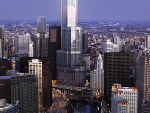 Aerial Picture of Trump Tower and Chicago River