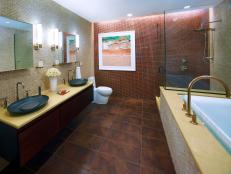 Neutral Spa Bathroom With Black Sinks
