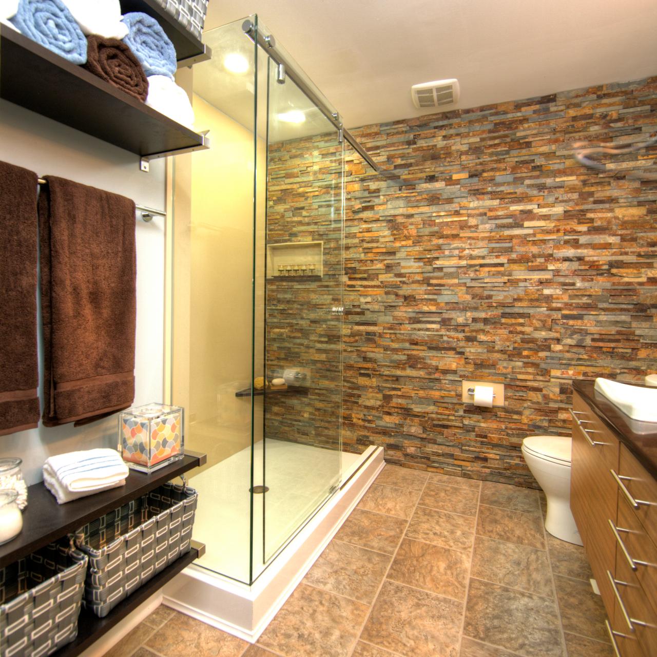 Stacked Stone Shower Walls