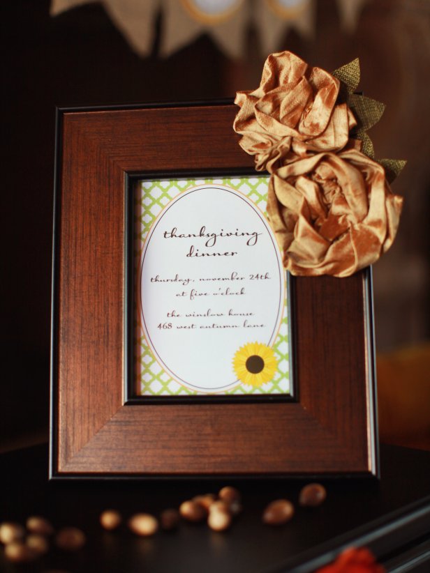 Ensure that guests save the date with a themed Thanksgiving dinner invitation. Traditional fall colors paired with a trendy trellis pattern create a fresh take on Thanksgiving.