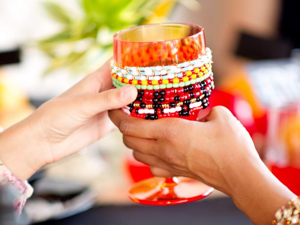 Red Goblet With Beads 